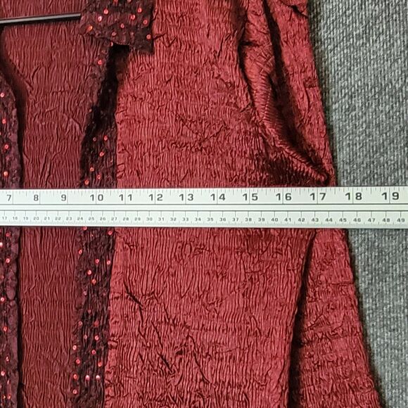 Alberto Makali Shirt Womens S Red Open Front Sequin Crinkle Cardigan Top Jacket - Picture 6 of 10